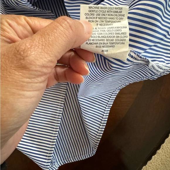 As U Wish NWT Women’s Dress Off theShoulder Blue White Stripe Embroidered- M - Picture 7 of 9